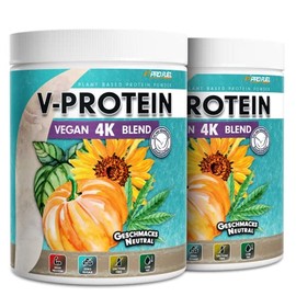 Vegan Protein Pulver NEUTRAL 2x480g V-PROTEIN 4K Blend - Naturbelassenes Protein zum Backen und Kochen ‚Äì Aus Sonnenblumen, Soja, Hanfsamen & K√ºrbiskernen - Pflanzliches Eiwei√üpulver mit 86% Eiwei√ü