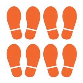 PATIKIL 6x2.5" Footprint Sticker, 4 Pairs PVC Shoes Floor Decal Sign for Class Decor Stair Guide, Orange