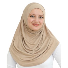 Prien Chic Hijab for Women, Turkish Headscarf, Muslim, Women Clothing Scarf Dresses, Muslim Soft Jersey Headscarves, Burka, Easy Hijab Set, Muslim Abaya, Tan