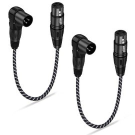 NCGGY Right Angle XLR Cable,2-Pack Adjustable-Angle Male to Straight Female Microphone Cable,Short XLR Microphone Cable 90 Degree Adapter for Mic Mixer, Recording Studio, Podcast-Black 0.3M