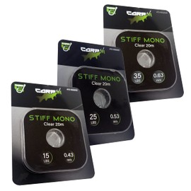 CARP ON - 20m Spool of Stiff Mono Fishing Clear HookLink (Breaking Strain 15lb) Abrasion Resistant Anti Tangle - For Making Fishing Hook Link Rigs (1 spool of 15lb / 0.43mm) [13-1052015]