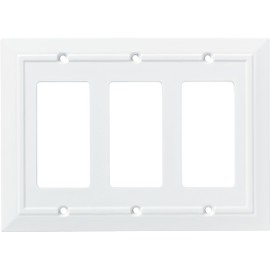Franklin Brass Classic Architecture (1-Pack) Decorative Light Switch Cover Pure White 3-Gang Decorator/Rocker Wall Plate Triple Switch Plate Cover Electrical Outlet Guard W35250-PW-C