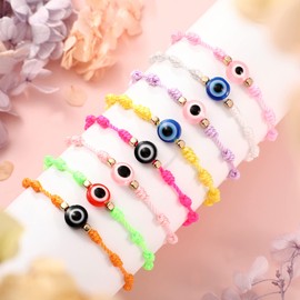 32 Pieces Evil Eye Bracelets Adjustable Evil Eye String Knot Bracelet Good Luck Amulet Bangle Braided Rope Bracelet Evil Eye Charm Strand Bracelet for Women Men(Colorful)