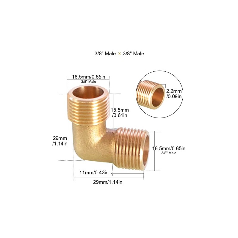 Threaded Fittings Brass Pipe, 90 Degree Elbow Connector Brass Hose