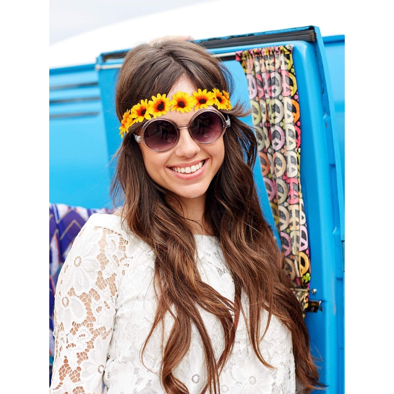 8 piezas de corona de girasol, diadema de flores de