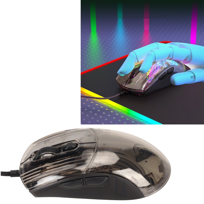Wired Mouse Transparent Shell RGB Backlit Adjustable DPI Programmable Keys