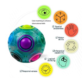 EACHHAHA 2 Piece Rainbow Ball Set, Magic Rainbow Ball, Magic Ball 3D Puzzle Ball Toy for Children, Rainbow Ball Toy, Educational Toy (White + Blue)