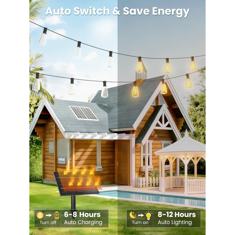 Svater 50FT Solar String Lights Outdoor with Remote, ST38 Patio