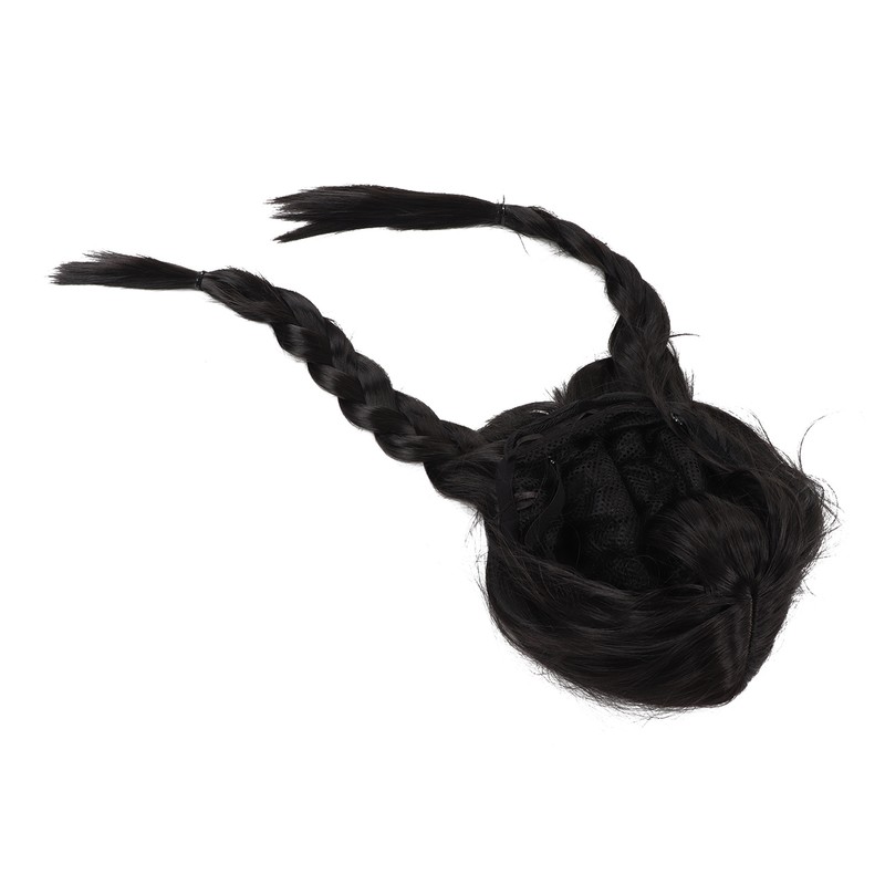 Black Long Double Braid Wig Synthetic Simulated Scalp Heat Resistant