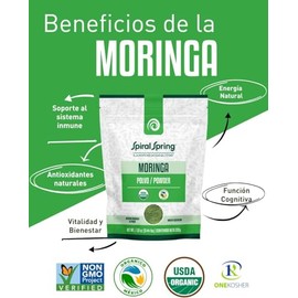 Moringa en Polvo 200g 100% Natural Pura y Orgánica - Superfood Verde Origen Vegetal, Sabor Herbal -Prepara Smoothies o Jugos. (1 Pz)