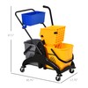Heemab Efficient 6.9 Gallon Water Bucket Wringer Cart with Side