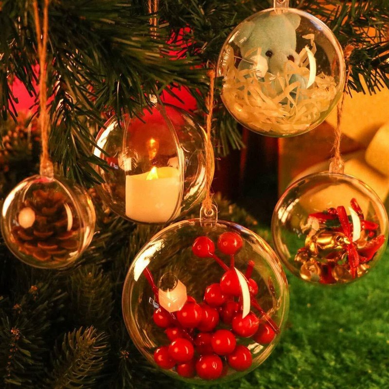 20 Pack Clear Plastic Fillable Ornament Ball 3.93''/100mm for Christmas,Holiday,