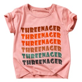 3rd Birthday Shirt Baby Girls Three Year Old Tops Third Birthday T-Shirt Clothes Outfit (3T, Pink)