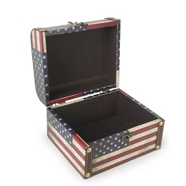 DreamsEden Small American Flag Suitcase - Decorative Treasure Keepsake Boxes Vintage Tin Storage Jewelry Chest Box for Kids Girls Boys Gifts Home Decorations (Wood, 7L x 6W x 5H Inches)