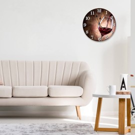 Abucaky Red Wine Pouring into Wine Glass Wall Clock Battery Operated Silent Round Clock Wall Decor for Home Office School, 12 Inch