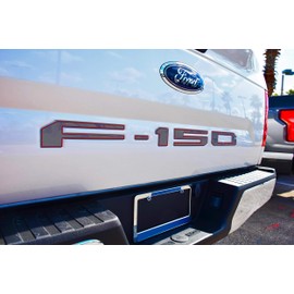 Eurosport Daytona- Compatible with 2018-2020, Ford F150, Rear Bumper Letters (Charcoal with Red Outline)