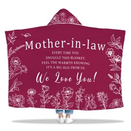 Taesun Mothers Day Mother in Law Gifts Wearable Blanket, Mother-in-Law Gifts Hoodie from Daughter in Law, Bonus Mom/Step Mom Hooded Blanket 47x72 in for Birthday, Mother in Law, 73x47 inches
