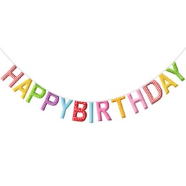 G2PLUS Already Sewn Happy Birthday Garland, Reusable, Non-Woven Birthday Garland Rainbow, 2.8 m Happy Birthday Bunting for Children, Adults