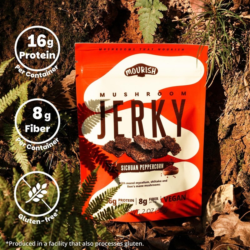 Mourish Mushroom Jerky, Healthy and Flavorful Vegan Jerky, SICHUAN Peppercorn