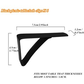 Mannli Picnic Tablecloth Clips, Black Colors Stainless Steel Outdoor Table Cloth Holder Table Cover Clips Clamps 6 Packs