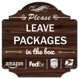 Please Leave Packages In The Box Signs 12 x 12 Inches Package Delivery Sign Metal Reflective Sturdy Rust Aluminum Waterproof Easy to Install Outdoor