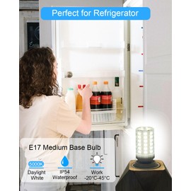 ZHENMING Refrigerator Bulb KEI D28X KEL 2816X 2815 KEI D28a KEL2811 Freezer Light E17 3.8w Freezer Light Bulb LED Compatible with frig. idaire 100-265v Refrigerator Daylight White 5000K 1 Count