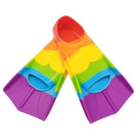 Fadgesy Swimming Training Fins,Comfortable Silicone Flippers for Swimming and Diving,Size Suitable Kids Girls Boys Adults (Large, Six Colorful-B)