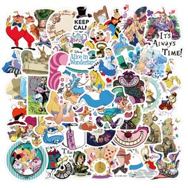 50PCS Funny Cartoon Alice in Wonderland Waterproof Sticker for Water Bottles Cartoon Characters Stickers for Kids, Toddlers, Teens, Girls, Adults (Alice)