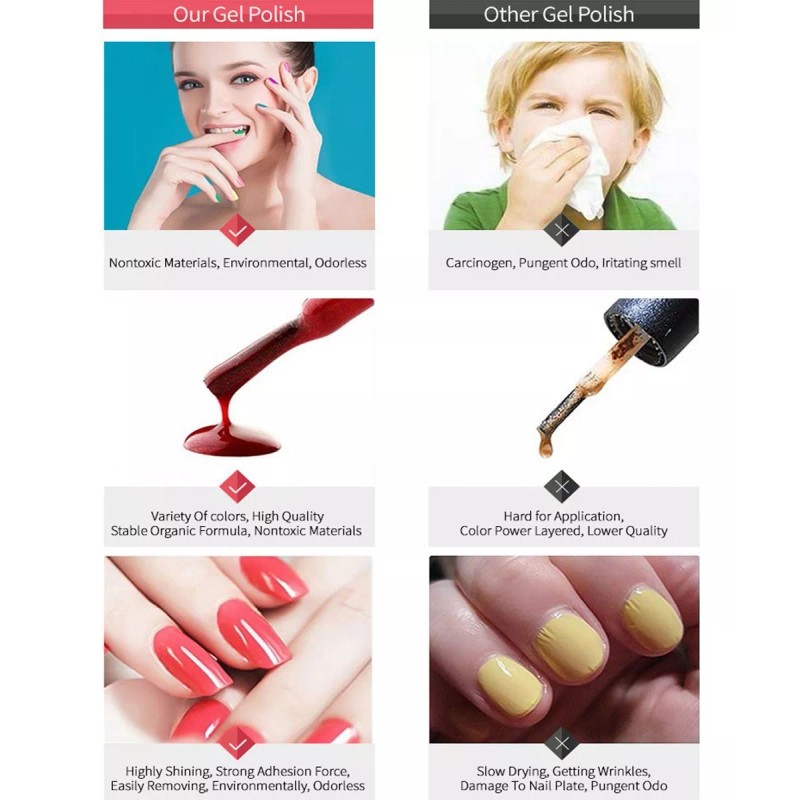 MM11 Esmaltes De Uñas Gel Con Purpurina Dorada Plateada 6