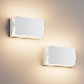 Aoceley Indoor Modern Led Aluminum Wall Sconces,18W 5CCT 3000K-6000K Dimmable Hardwired Wall Light with Rotatable Lampshade,Contemporary Wall Lamp for Bedroom Living Room Hallway Stairway(White,2Pack)
