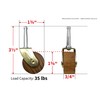 Shepherd Hardware 9051 1-5/8-Inch Designer Stem Casters, Wood Wheel, 5/16-Inch