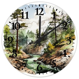 15 inch Silent Non-Ticking Wall Clocks Battery Operated Kings Canyons National Park Wall Decor for Classroom Nature Prints Poster Country Round Wooden Wall Clock Country for Auto Shop Washroom
