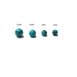 Blue Turquoise Round Loose Beads Round Energy Stone Healing Power for Jewelry Bracelet Necklace DIY Making(230PCS/Box,12mm/10mm/8mm/6mm)
