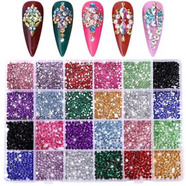 AWAVM 24-Colour Rhinestone Set 3 Mm Flat-Backed Resin Crystals Ab Jelly Rhinestones Colourful Sparkling Rhinestones Suitable for DIY Nails and Crafts