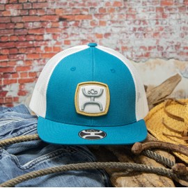 HOOEY Zenith Adjustable Snapback Trucker Mesh Back Hat with Logo (Teal/White)