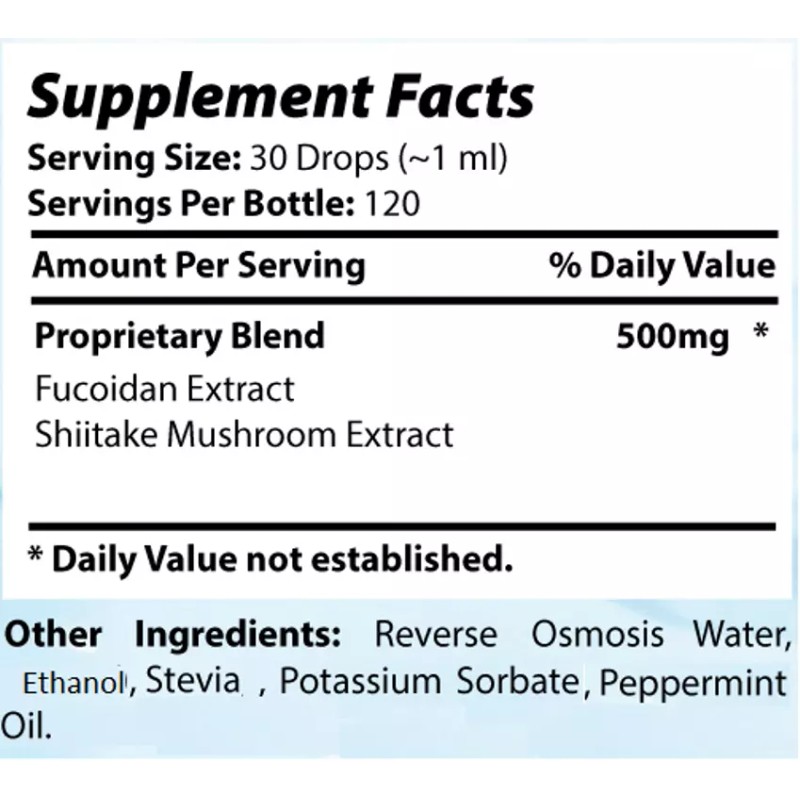 Absonutrix Fucoidan with Shitake Mushroom Liquid Alcohol Extraction 4oz Immunity