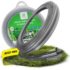 Heckenpracht® Professional Grass Trimmer Thread 3 mm Diameter x 100 m Star-Shaped for Grass Trimmer and Brush Cutter Extremely Sharp Professional Nylon Thread Mowing Line for Grass Trimmer Trimmer