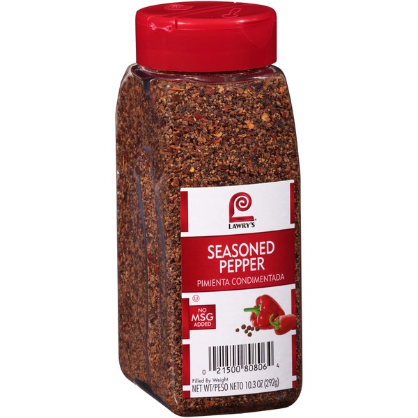 Lawry's Seasoned Pepper, 10.3 oz - One 10.3 Ounce of Seasoned All Pepper for a Well-Rounded Flavor of Black Pepper, Sweet Red Bell Peppers, Sugar and Spices