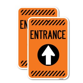 (2 Pack) Flex Post Entrance with Straight Ahead Arrow Decal Only for Flex Paddle | 12" X 18" Heavy-Gauge Aluminum Sign | Rust Free Aluminum, Weather Resistant, Waterproof, Fade Resistant