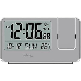 Technoline WT534 Projection Alarm Clock Radio Controlled Clock Projection Temperature and Time Silver