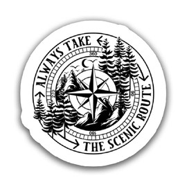 Always Take The Scenic Route Adventurer Vinyl Bumper Sticker Decal 5 inch