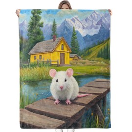 Bidesk Adorable Rat Blanket - Ultra Soft & Cozy Flannel Throw Blankets, Warm, Fuzzy & Lightweight - Perfect for Couch, Bed, Travel & Outdoor Use - for Adults Women Men 60"×50"