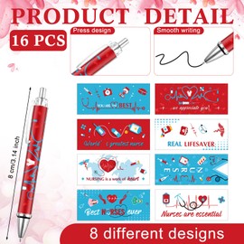 Pasimy 32 Pcs Nurse Appreciation Gifts Set Nurse Spiral Notebooks and Ballpoint Pens Bulk Inspirational Pocket Journals Medical Themed Mini Notepads Nurse Day of the Week Party Supplies Favors