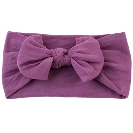 AKOAK 1 Pack Solid Color Skin-friendly Baby Headband Elastic Soft Nylon Headband Cute Baby Bow Headband (Dark purple)