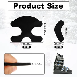 lasuroa 10pcs Ski Snowboard Boots Fitting Pads, EVA Self-Adhesive Snowboard Boots Narrowing Pads Ski Boot Ankle Wrap Pads J Bars Snowboard Boots to Reduce Heel Lift & Ankle Hurt(Black)