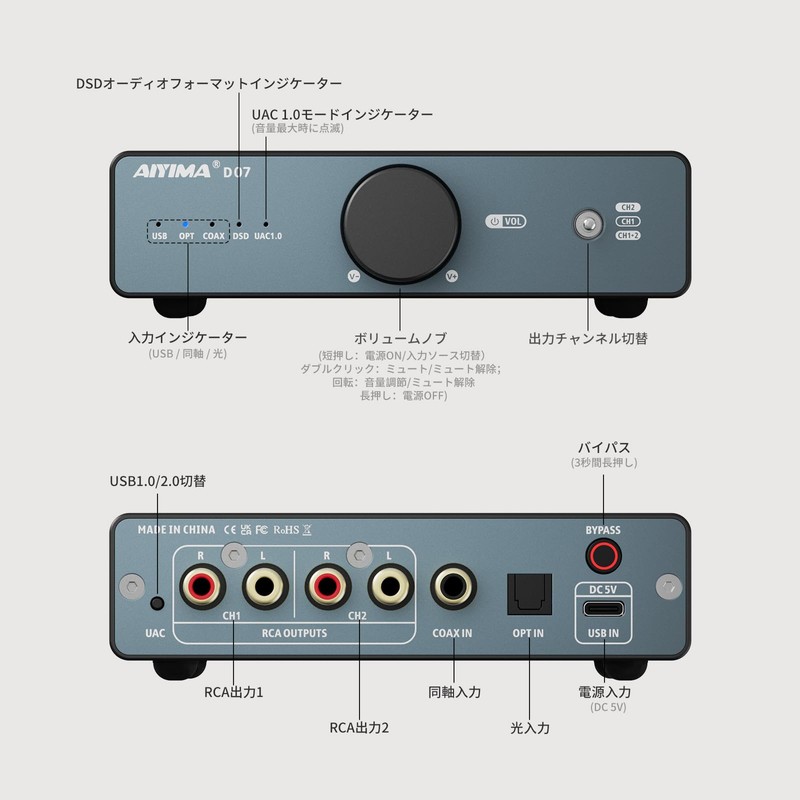 AIYIMA D07 HIFI Grade DAC Decode AKM4493SEQ/ XMOS316 Chipset USB