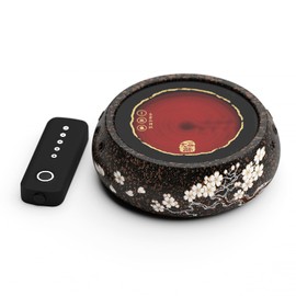 Electric Silent Electric Tea Heating Stove Small Ceramic Portable Hot Plate for Boiling Water, Making Tea and Coffee (Arita Sakura Flying Ceramic Tea Heater - 120V/1200W)