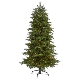 Nearly Natural 6ft. South Carolina Fir Artificial Christmas Tree with 450 Clear Lights and 1598 Bendable Branches