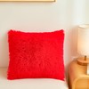 ERLOXO Faux Fur Red Throw Pillow Cases Ultra Soft Fuzzy