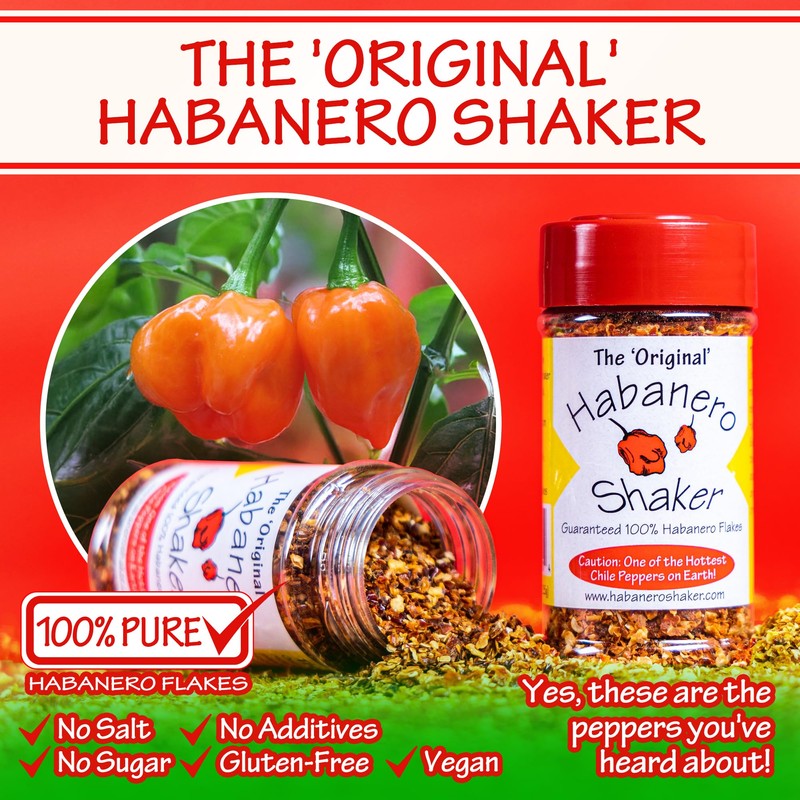 The Original Habanero Shaker - Pure Hot Chile Pepper Flakes,